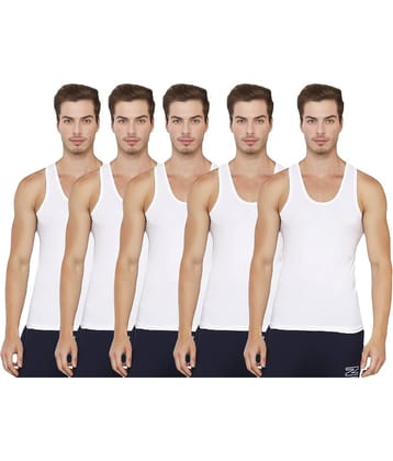 INNERO Pack of 5 Cotton Blend Basic Vest For Men ( White )