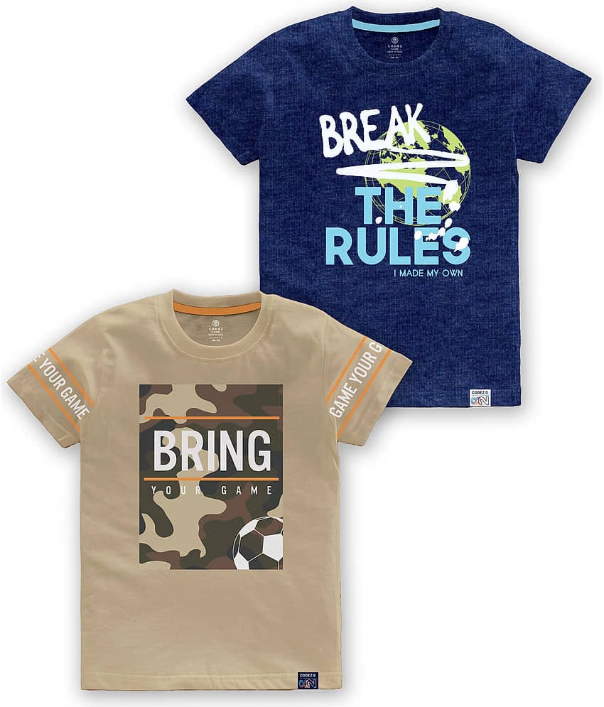 CODEZ Pack of 3 Boys Cotton Blend T-Shirt ( Multi Color )