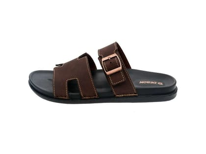 VKC Deon DX30111 Brown Mens  Semi Covering Synthetic Leather sandal - UK 6