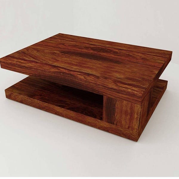 Sheesham Wood Modern Coffee Table In Honey Oak Finish
