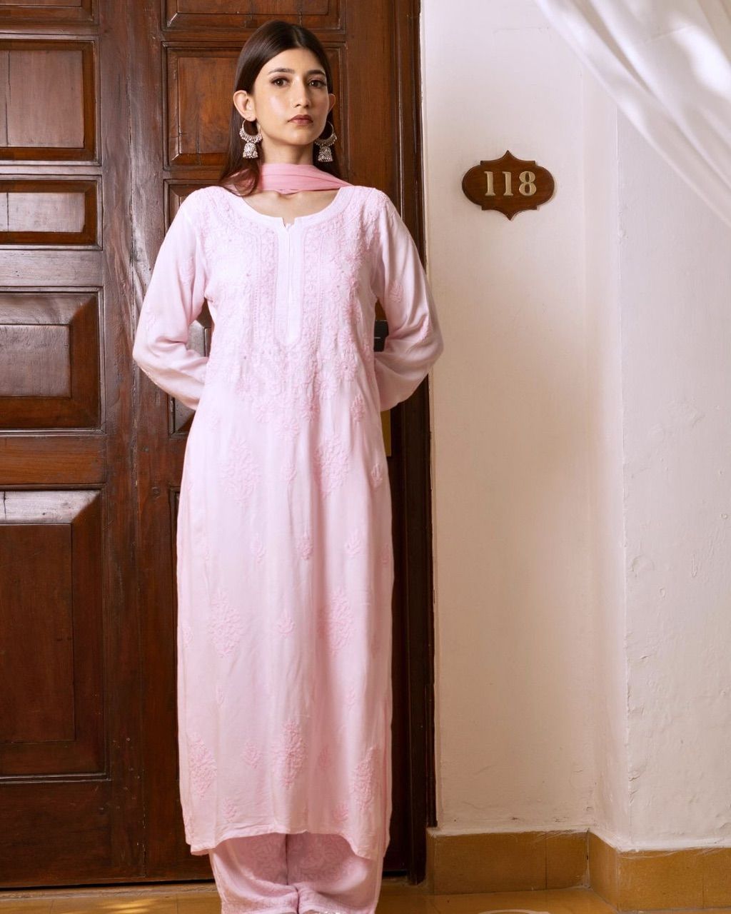 Mahek baby pink suit kurta set