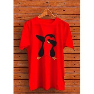 Printed Men Red Round Neck Casual T-Shirt