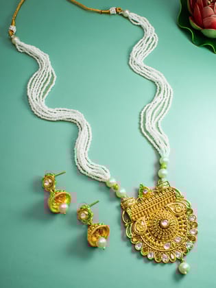 Morison Golden Splendor Necklace Set with Earrings  Shine Like a Star