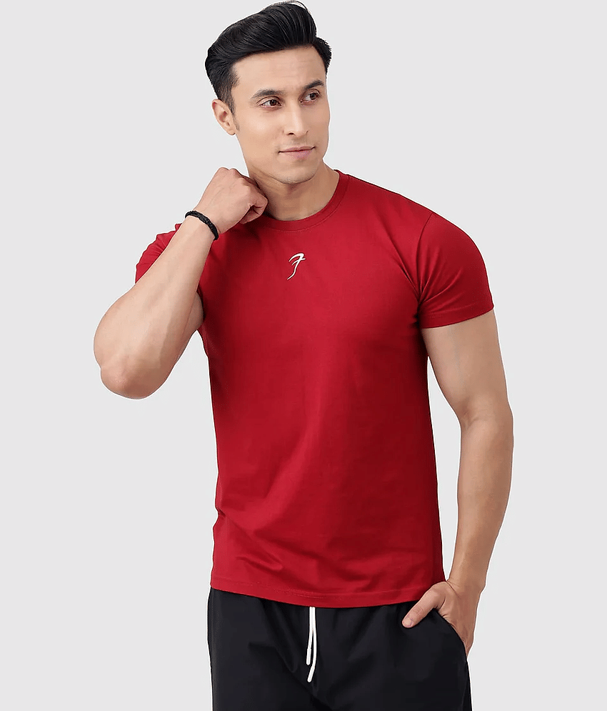 Fuaark Red Cotton Slim Fit Men's Sports T-Shirt ( Pack of 1 )
