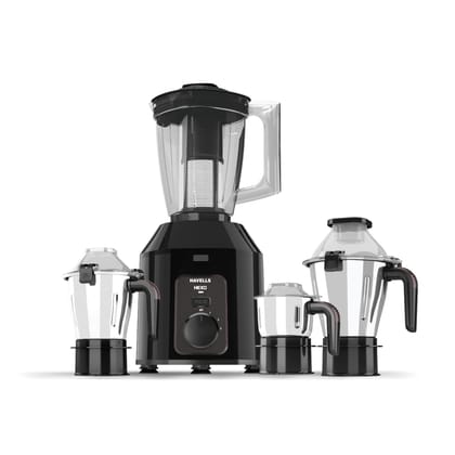 Havells Hexo Plus 1100 Watt Mixer Grinder | 3 Stainless Steel Jars with Handle | 22000 RPM High-Speed Motor | 100 Min Continuous Runtime | Metal Jar Base | 5 Year Motor Warranty (Black) Havells Hexo Plus 1100 Watt Mixer Grinder | 3 Stainless Steel Jars w
