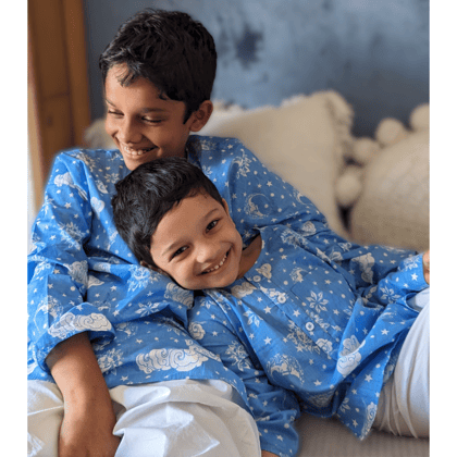 Cotton Night Suit for Kids | Nayantaara Blue-1-2Y