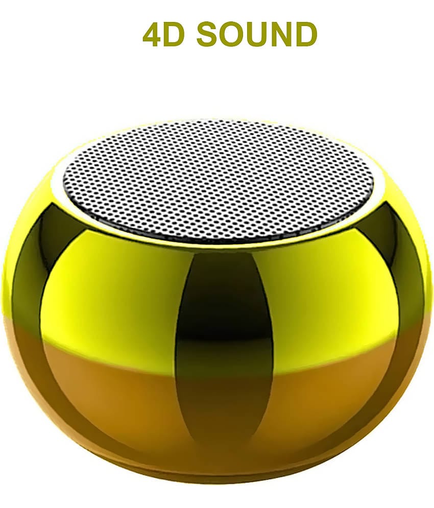 Retailstore 4D BASS Wireless 5 W Bluetooth Speaker Bluetooth v5.0 with Call function Playback Time 6 hrs Gold