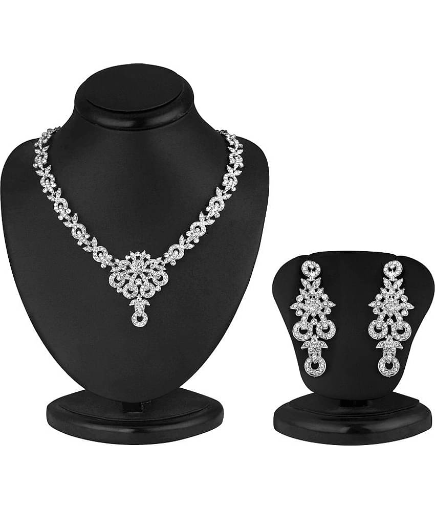 Sukkhi White Contemporary Austrian Diamond Alloy Necklace Set