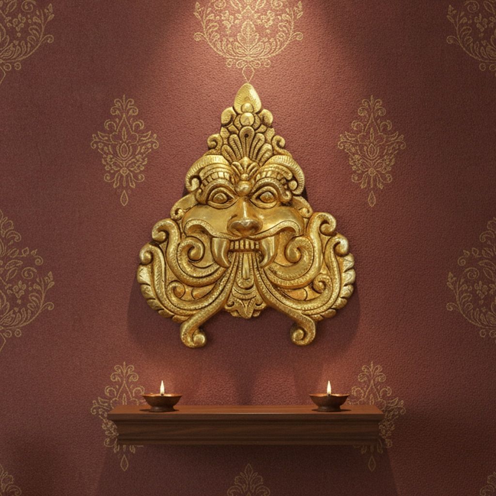 Brass Yali Door Face Wall Hanging for Home Entrance Decor, Height : 7 Inch (BSMAS1942 C)