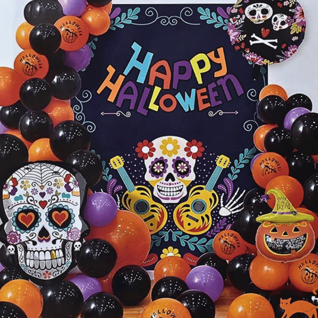 Halloween Backdrop with Cloth and Banner & Balloon - Party and Festive Needs | Buy online on ZillyBuy