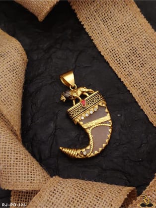 Artificial nail Rajwadi lion Logo Design antique  Pendant PD-125