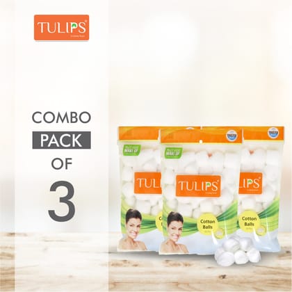 Tulips Nail Polish Remover, White Cotton Ball 50 Pcs in a Ziplock Bag (Pack of 3)