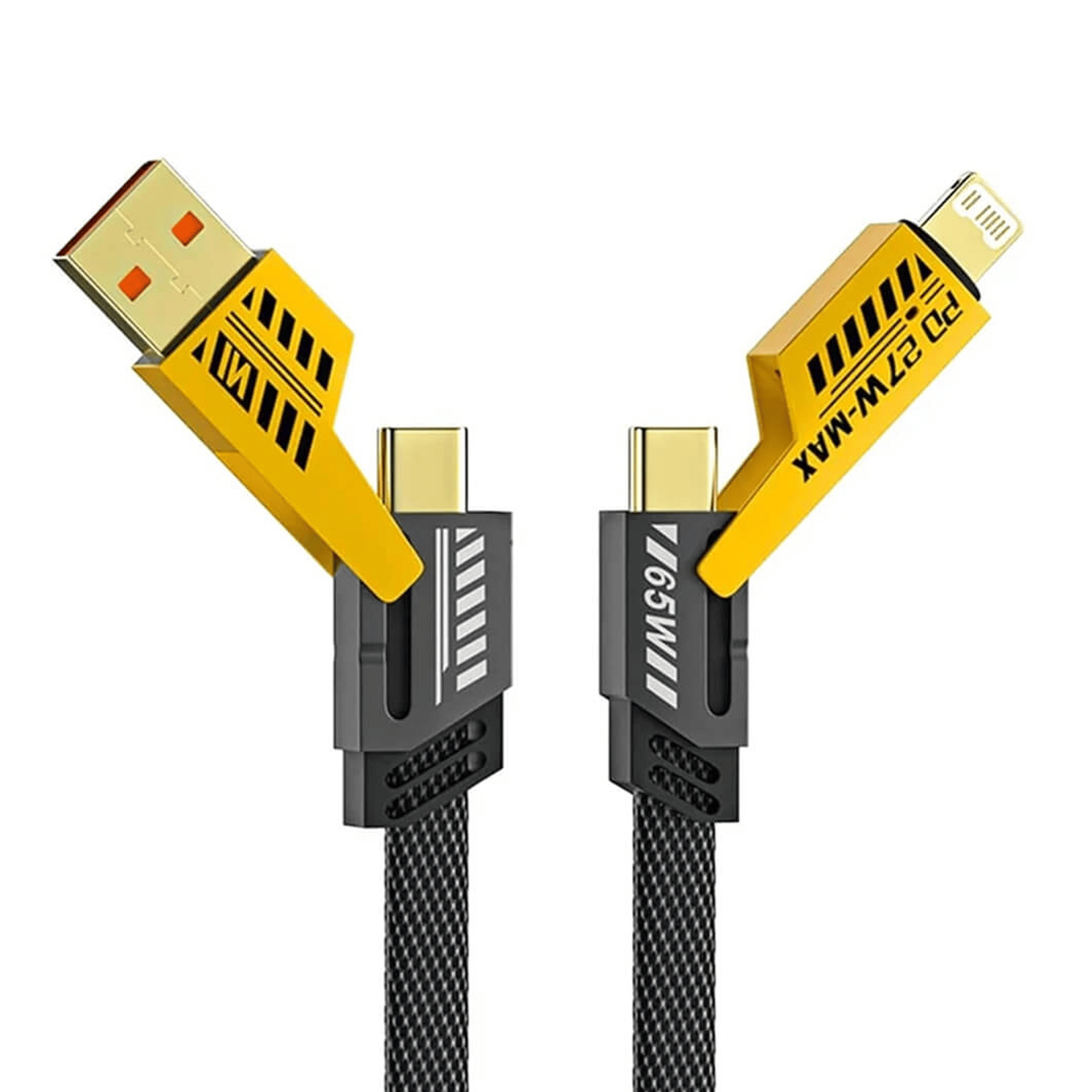 4-in-1 65W Fast Charging Cable | ⁠USB, Lightning, C-Type Ports| AmpX