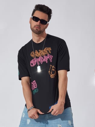 Street art Black Oversized T shirt-S