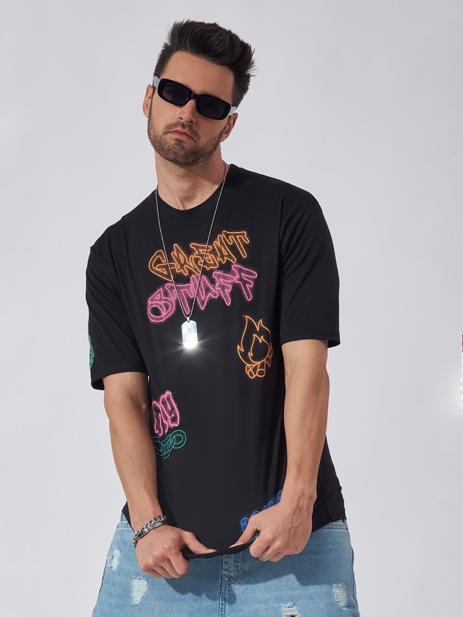 Street art Black Oversized T shirt-S