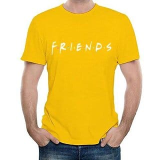HIT SQUARE Yellow Pure Cotton Round Neck Printed For Men