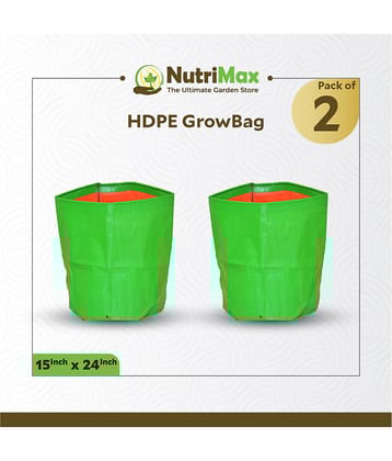 Nutrimax HDPE 200 GSM Growbags 15 inch x 24 inch Pack of 2 Outdoor Plant Bag