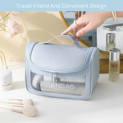 Allure Transparent Travel Toiletry Bag - Blue-White