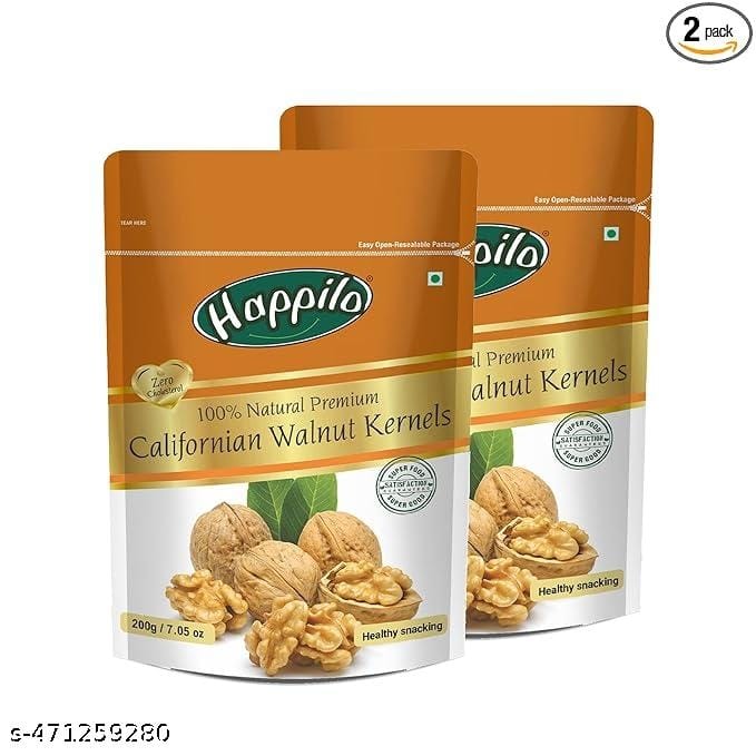 Happilo Premium Natural Californian Walnut Kernels 200g (Pack of 2)
