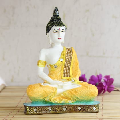 Orange Buddha Decorative Showpiece - 24 cm