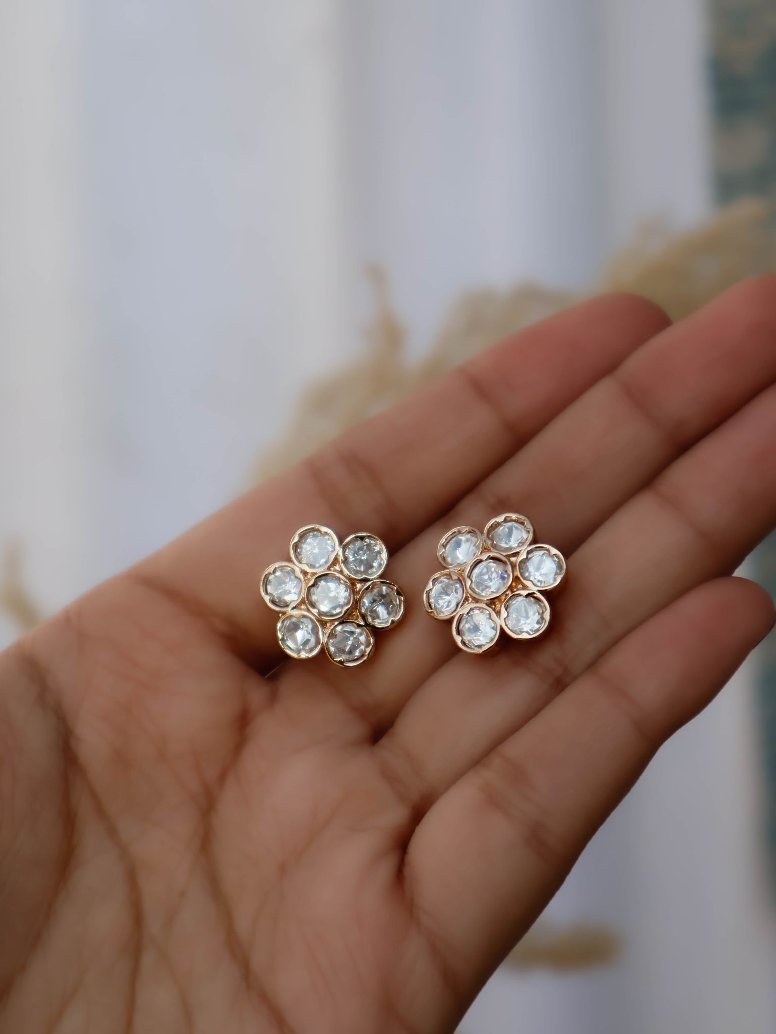 Arya Polki Stud Earrings-Gold
