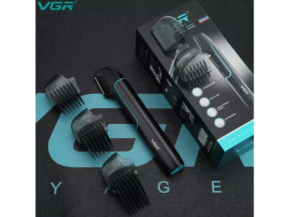 VGR V-602 Professional Body Hair Trimmer with Built-in Light & Extendable handle Fully Waterproof Trimmer 120 min Runtime 6 Length Settings (Black)
