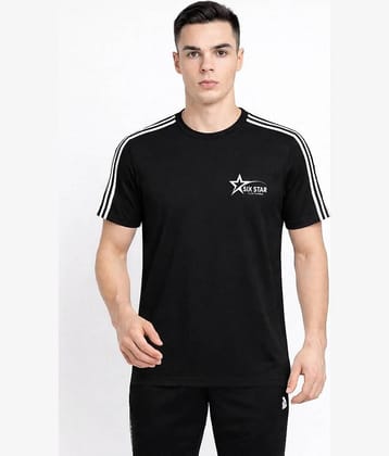 Alexender Men Cotton Blend Regular Fit Striped T-Shirt ( Black )