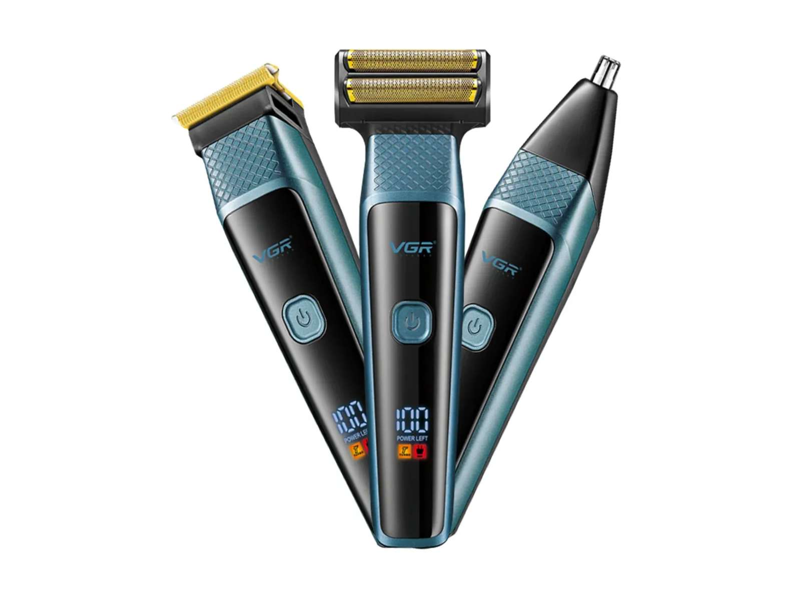 VGR VL-366 Multipurpose 3-in-1 Grooming Kit: Beard Trimmer, Shaver & Nose Trimmer Trimmer 90 min Runtime 6 Length Settings (Blue)