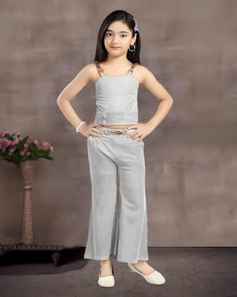 Girl's Striped Spaghetti Co-Ord Set [GCS-2604] (4-12Years)-4-5Y (Size - 24) / Imported
