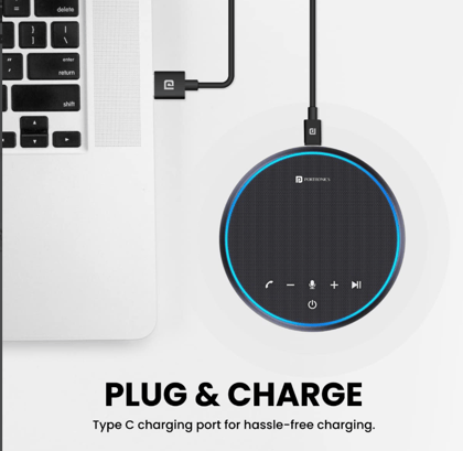 Portronics Talk One Noise Cancellation Conference Speaker with 5M Microphone Coverage, 360 Voice Coverage for Zoom, Skype, Meet, Webinar, Conference Calls(Black)Portronics Talk One Noise Cancellation Conference Speaker