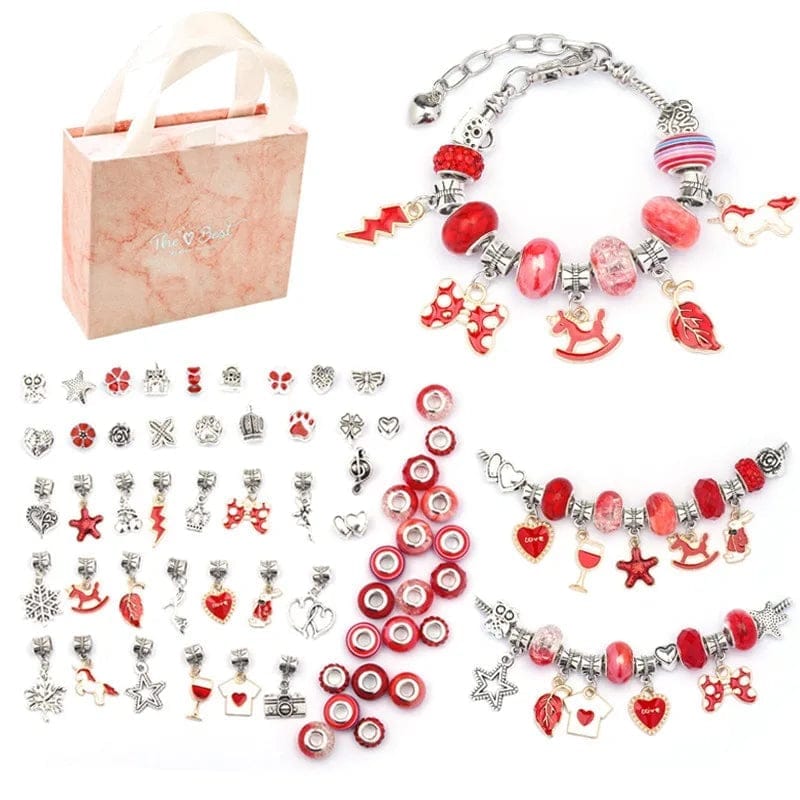 Jewelry Making Gift box Supplies Beads Red Pendant Crafts Gifts Set for Girls Teens Age