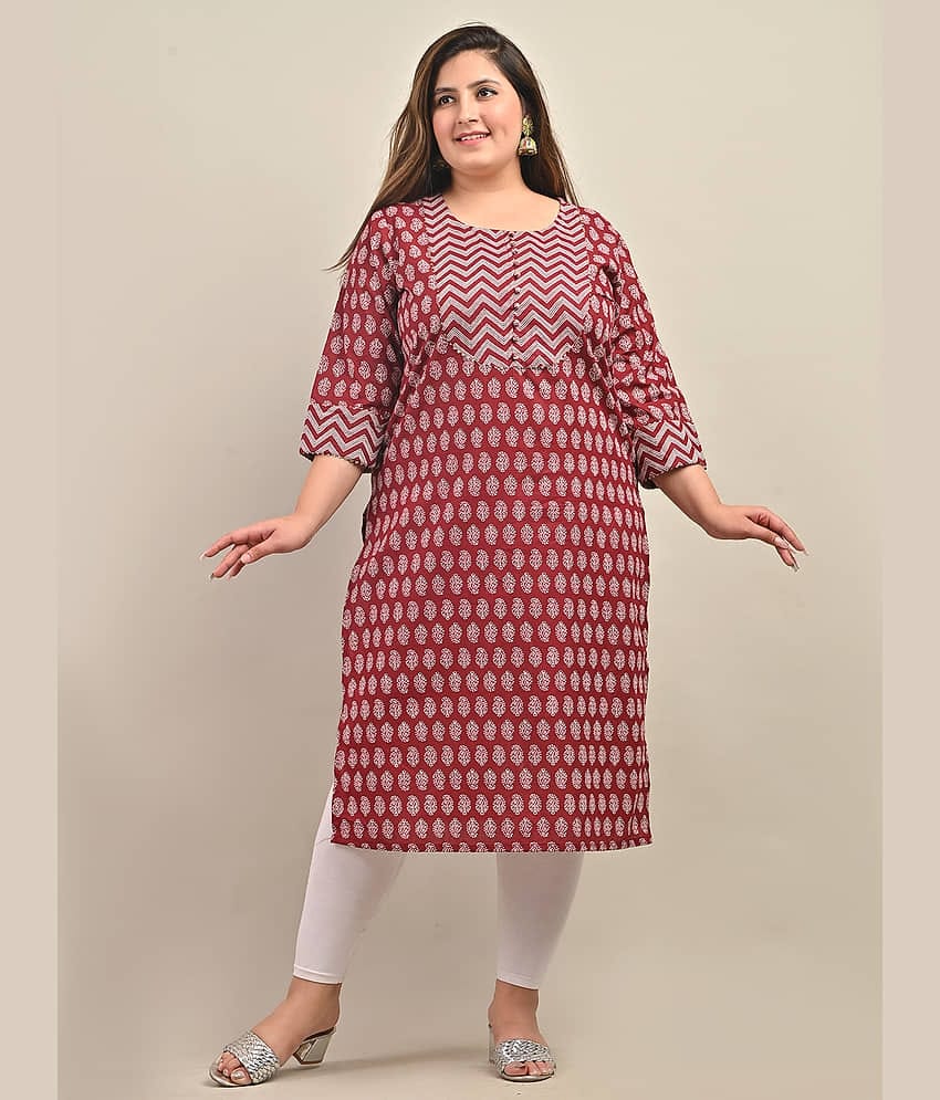 Swasti - Maroon Cotton Women's Straight Kurti ( Pack of 1 )