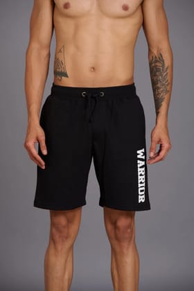 Warrior Printed Black Shorts for Men