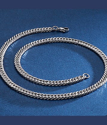 FASHION FRILL Silver Plated Stainless Steel Chain ( Pack of 1 )