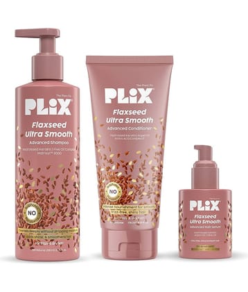 The Plant Fix Plix Flaxseed Ultra Smooth Range Shampoo + Conditioner + Serum Sulphate Free (3 Items in the set)