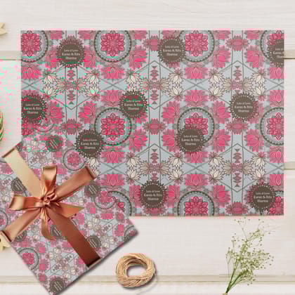 Custom Happy Diwali Gift Wrapping Paper - Lotus Breeze Theme-Set of 10 sheets
