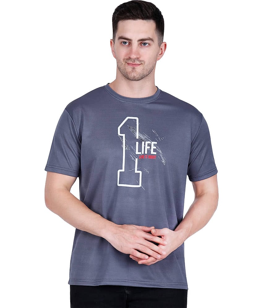 life dream Cotton Blend Regular Fit Printed Half Sleeves Men's Round T-Shirt - Blue ( Pack of 1 )