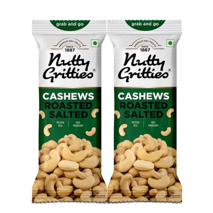 Nutty Gritties Grab and Go Premium Jumbo Size Cashews, Roasted & Lightly Salted | W240 | ⁠Zero Breakage, 40 gm - Pack of 2