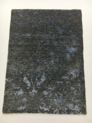 Hand-Knotted Wool & Bamboo Silk Rug 2x3 ft | Modern Geometric Design, Charcoal Gray Hand-Knotted Wool & Bamboo Silk Rug 2x3 ft | Modern Geometric Design, Charcoal Gray
