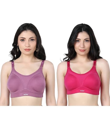 Ladyland Pack of 2 Cotton Blend Non Padded Everyday Bra For Women ( Multicolor )