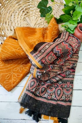 Block Printed Semi Linen Saree