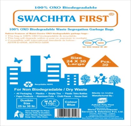 Biodegradable Garbage Bags 24X30 Inch Blue