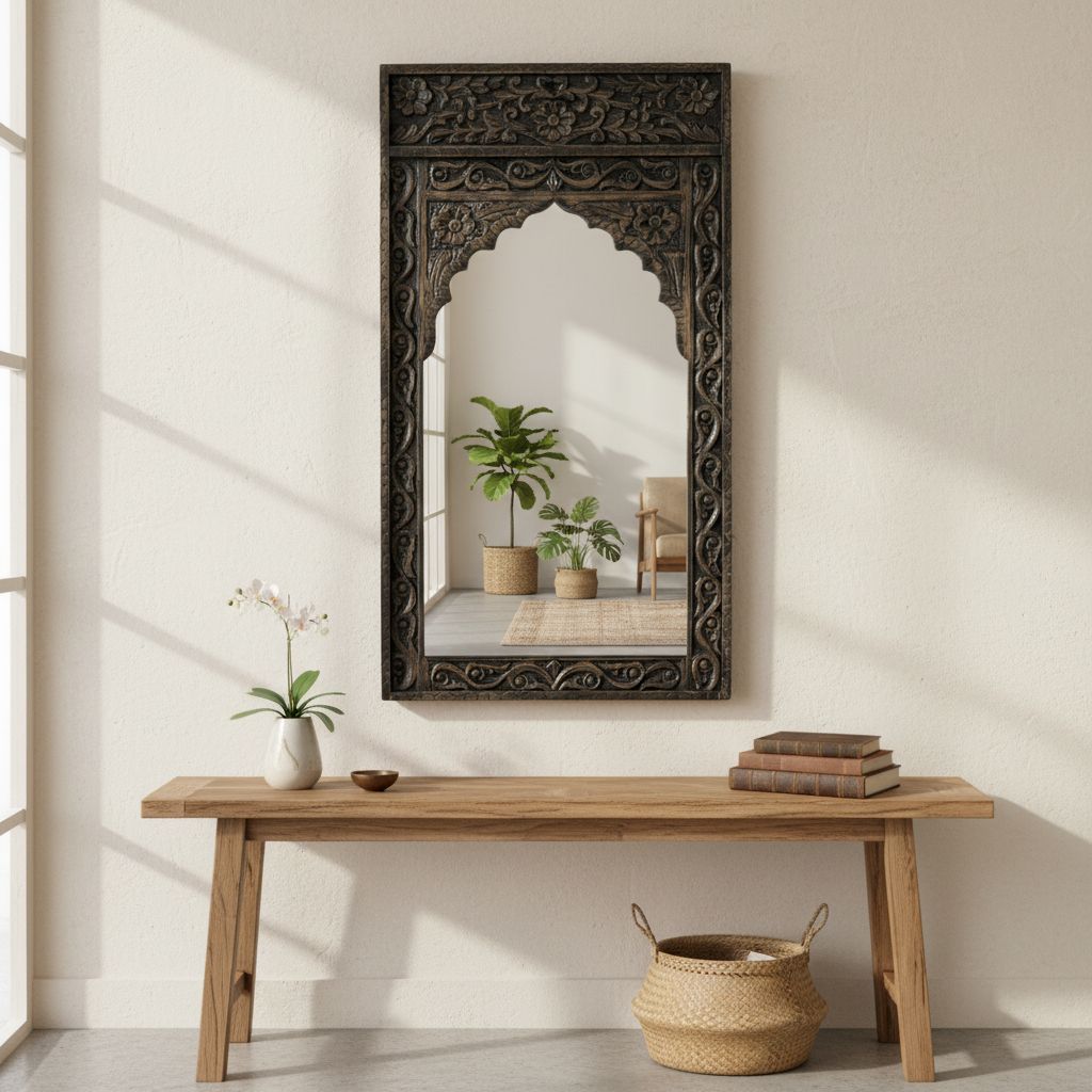 Wooden Carved Frame Mirror Glass-Dressing Mirror