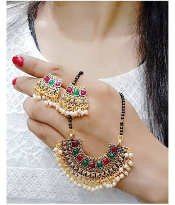 Sunhari Jewels Multicolor Copper Plated Mangalsutra with Earrings for women and girls