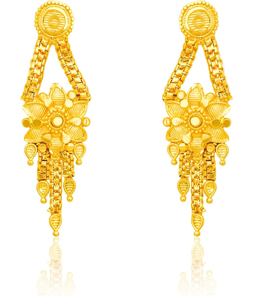 LUV FASHION Golden Drop Earrings ( Pack of 1 )