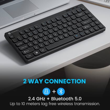 Portronics Bubble Wireless Keyboard, Connect 3 Devices, Bluetooth, 2.4 GHz Receiver