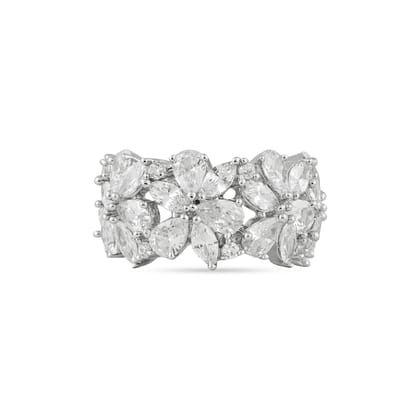 Areebah - Cubic Zirconia Flower Ring-US 5