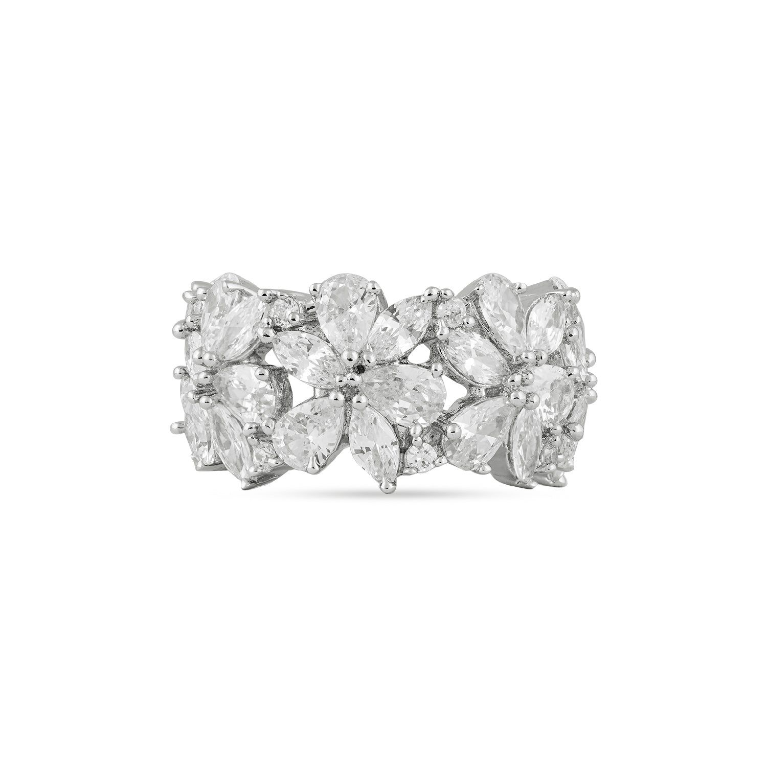 Areebah - Cubic Zirconia Flower Ring-US 5