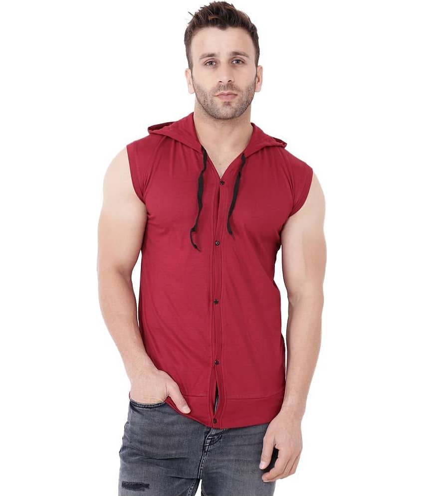 Tfurnish Cotton Blend Maroon Solids T-Shirt