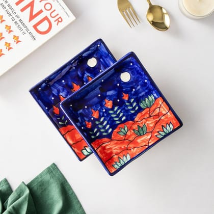 Mountain Ceramic Square Serving Platter [Pack Of 1] (7 Inches x 7 Inches)